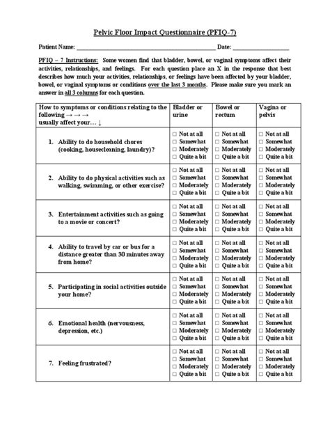 pelvic floor impact questionnaire pdf